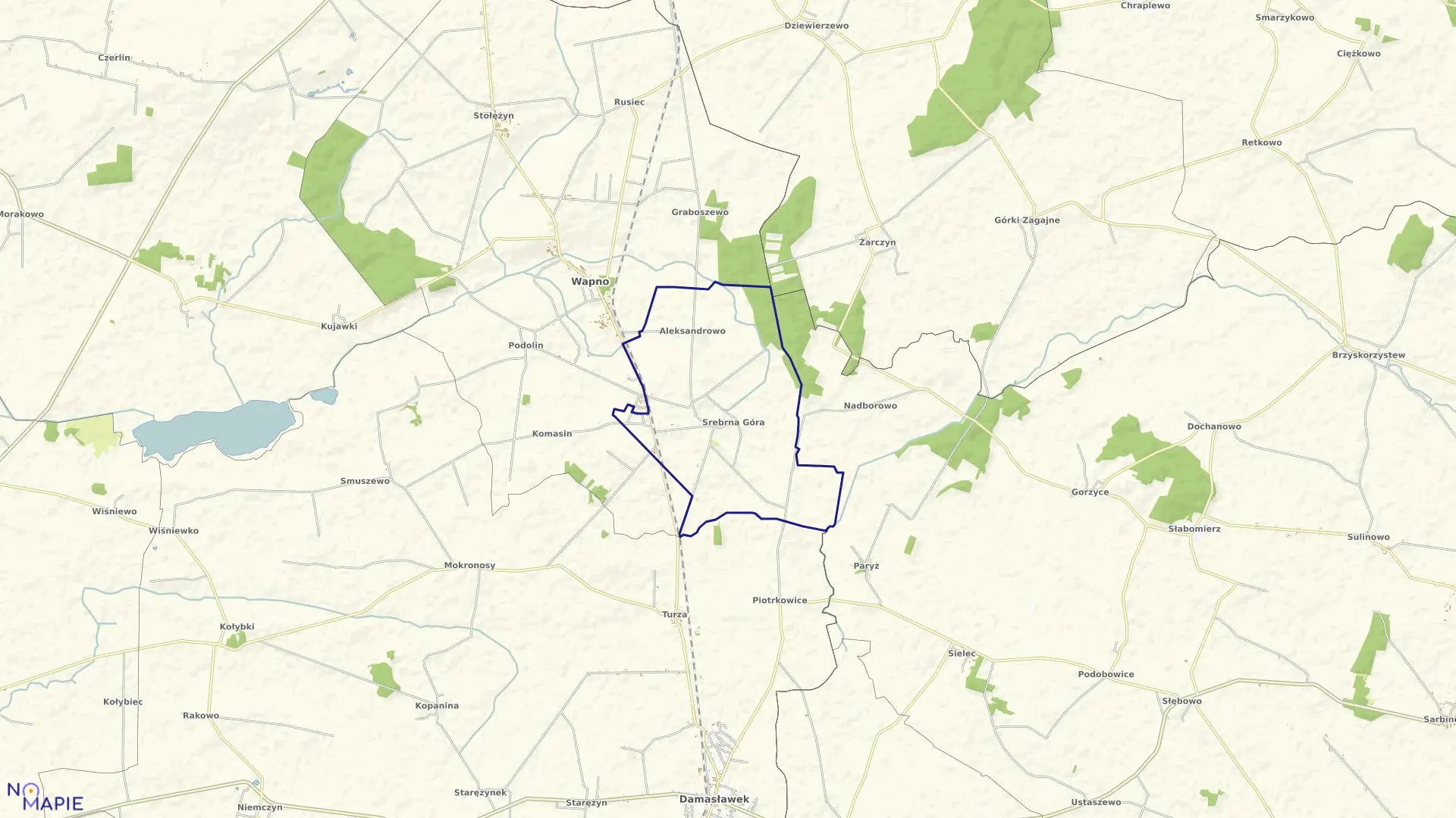 Mapa obrębu SREBRNA GÓRA w gminie Wapno